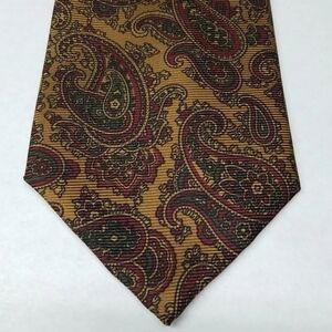 Men's Tie, Giordani, Brown  with Red, Paisley, 100% Silk, 59"